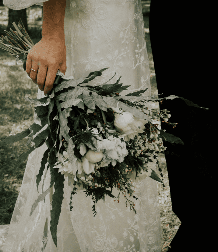 fotografía a un ramo de flores de novia
