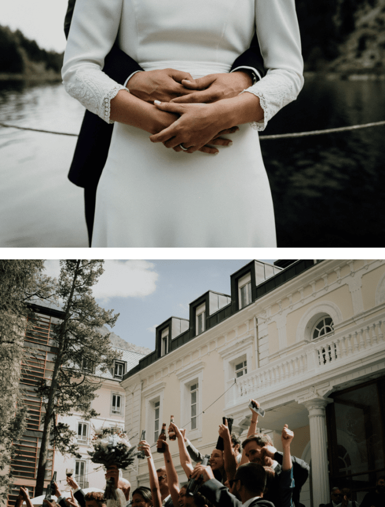 collage de dos fotos de una boda